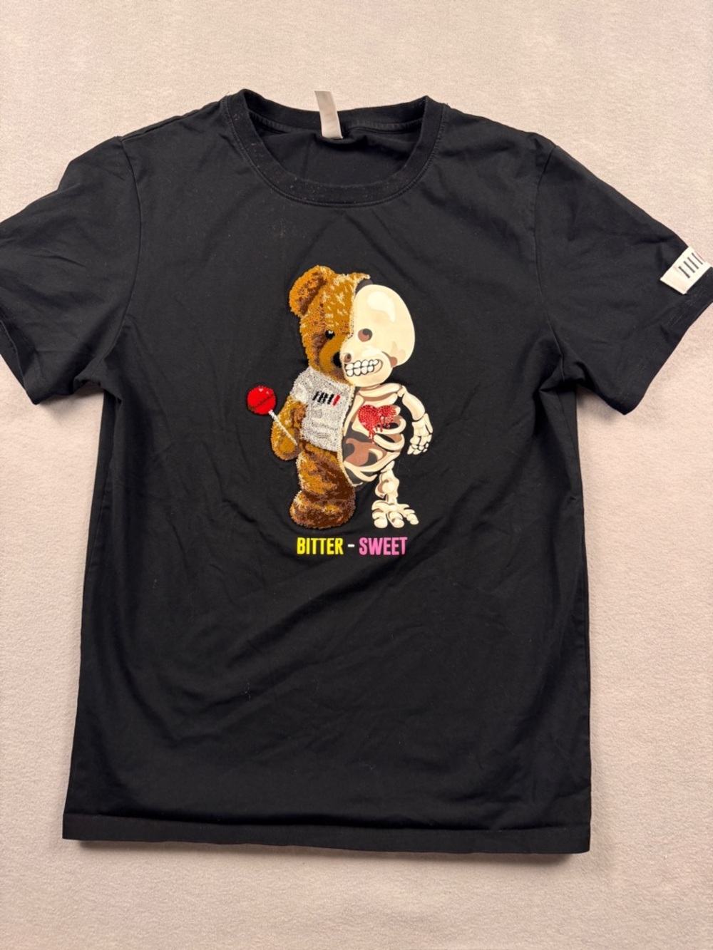 FIFTH LOOP Bittersweet Teddy Bear Skull Black Tshirt Men’s Small Plush Halloween